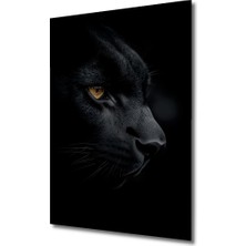 Büyüleyici Kara Panter Gerçekçi Siyah Beyaz Görünümlü Ahşap Ev,antre,ofis Tablo Çerçeve Görünümlü