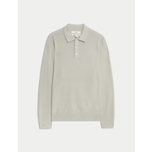 Marks & Spencer Pamuk Modal Geometrik Doku Triko Polo Yaka Tişört