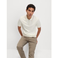 Marks & Spencer Pamuk Karışımlı Yarım Fermuarlı Örgü Polo Yaka Tshirt