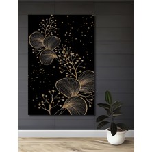 Altın Varaklı Yaprak Dallar Modern Sanat Ahşap Dekoratif Ev,antre,salon,ofis,mutfak Tablo