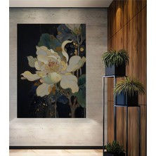 Büyük Beyaz Çiçek Sulu Boya Görünümlü Ahşap Dekoratif Ev,antre,salon,ofis,mutfak,yatak Odası Tablo