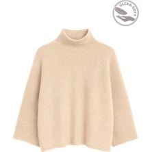 Mixray 6998 Kadın Yarasa Kol Yün Karışımlı Balıkçı Yaka Triko Kazak Taş