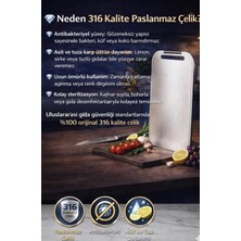 HappyPek Center 316 Kalite Krom Paslanmaz Şık Çelik Kesme Tahtası