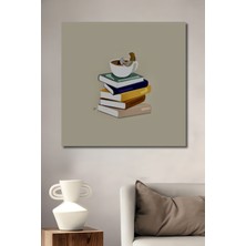 Kitap ve Kahve Molası Modern Sanat Ev,antre,salon,ofis,mutfak Tablosu Ahşap Dekoratif