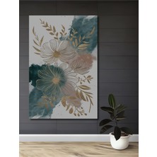 Büyülü Altın Çiçek Tasarımlı Sulu Boya Görünümlü Ahşap Dekoratif Ev,antre,salon,ofis,mutfak Tablo