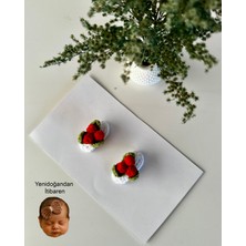 Livadesign7 Yenidoğan El Emeği Kokina Çiçeği - Klips Saçsız Bebek Tokası 2'li Bebek Toka Seti