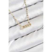 Shopwave Pirinç Zirkon Taşlı Messika Model Ezme Zincir Gold Renk Kadın Kolye - TJ-BKO10391
