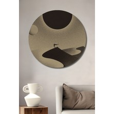 Görsel Yorumlu Kumul Çöl Güneş Tutulması Siyah Beyaz Tablo Yuvarlak Duvar Tablosu