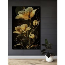 Altın Lale Çiçek Yağlı Boya Görünümlü Dekoratif Ahşap Ev,antre,salon,ofis,mutfak,yatak Odası Tablo