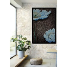 Büyülü Mavi Gelincik Yağlı Boya Görünümlü Ahşap Ev,antre,salon,ofis,mutfak Tablo Çerçeve Görünümlü