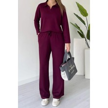 Balenbi Kadın Modal Kumaş Polo Yaka Uzun Kollu Takım 1126