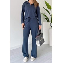 Balenbi Kadın Modal Kumaş Polo Yaka Uzun Kollu Takım 1126