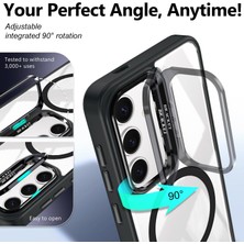 Kip GSM Samsung Galaxy S25 Kılıf Magsafe Şarj Destekli Kamera Lens Koruyucu Hediyeli Açılır Standlı Kapak