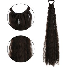 TeknoKapsül Lastik Tokalı At Kuyruğu Kabarık Afro Dalgalı / Koyu Kumral