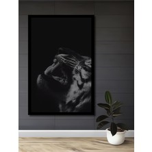 Aslan Ağzı Kara Kalem Görünümlü Modern Sanat Ahşap Ev,antre,ofis,mutfak Tablo Çerçeve Görünümlü