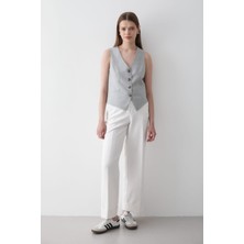 Jaste Kadın Astarlı Düğme Detaylı Yelek GRİ