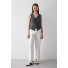 Jaste Kadın Astarlı Düğme Detaylı Yelek ANTRASİT