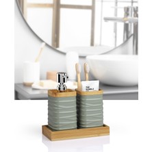 Okyanus Home Yeşil Bambulu Sıvı Sabunluk ve Diş Fırçalık Seti