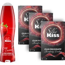 Silky Kiss Aromalı Gece Paketi 3 – Çilek Kayganlaştırıcı Jel ve 3 Kutu Çilek Prezervatif