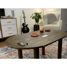 Furnirem Masif Çam Ahşap Oval Orta Sehpa  Modern Salon Sehpası  76X45 cm