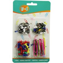 abnturk 87 Parça Ofis Kırtasiye Seti Harita Çivileri, Mantar Pano Raptiyeleri Ataştan Oluşmaktadır Renkli Raptiyeler Harika Görünüyor