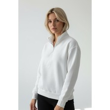 Balenbi Kadın 3 Iplik Içi Polarlı Yarım Fermuarlı Oversize Sweatshirt 1112