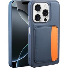 Maks Technology iPhone 15 Kılıf Kartlıklı Mkst X-Kart Silikon Kapak - Lacivert