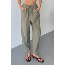 Feela Moda Kadın Modal Cupra Beli Lastikli Çımalı Şalvar Pantolon 2019