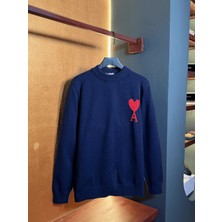 Ami Paris Nakış Kalp Logo Detaylı Erkek Kazak