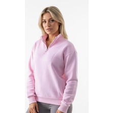 Balenbi Kadın 3 Iplik Içi Polarlı Yarım Fermuarlı Oversize Sweatshirt 1112