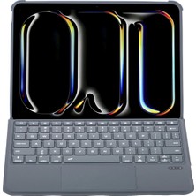 CPT83 T5510D iPad Pro 13 (2024) Kılıf Palermo Ledli Klavyeli Standlı Tablet Kılıfı - Siyah Kay