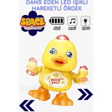 Yıldırım Oyuncak Pilli Sesli Müzikli Dans Eden LED Işıklı Kolları Ayakları Hareketli Fonksiyonlu Işıklı Ördek Robot