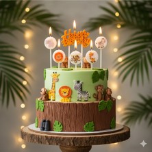 Safari Happy Birthday 6 Lı Mum Doğum Günü Parti Seti Süsü Mumu