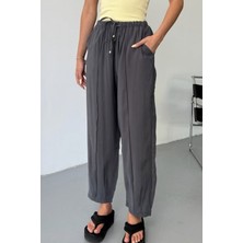 Feela Moda Kadın Modal Cupra Beli Lastikli Çımalı Şalvar Pantolon 2019