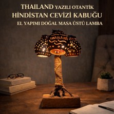Thailand Yazılı Otantik Hindistan Cevizi Kabuğu El Yapımı Doğal Masa Üstü Lamba