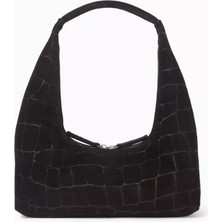 Marge Sherwood Süet Küçük Hobo Omuz Çantası, Minimal & Şık, Timsah Derisi Desenli