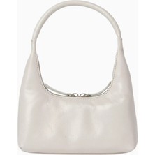 Marge Sherwood Mini Hobo Omuz Çantası, Açık Pastel Gri Deri ile Zarif Günlük Şıklık