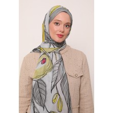 Gri Luvensara Yaprak Desen Flora Şal