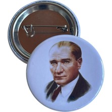 Mustafa Kemal Atatürk Rozeti Broş-Çanta Rozeti-Yaka Iğnesi-Şapka Aksesuarı (44MM) 1 Adet