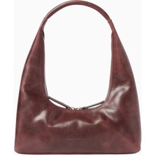 Marge Sherwood Small Hobo Omuz Çantası, Yıkamalı Bordo Deri ve Zarif Minimalist Tasarım