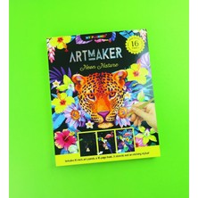 Giftmoda Artmaker Neon Nature Kazımalı Boyama Seti – 16 Panel, Şablon ve Kalemli Scratch Art Seti