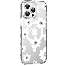 CPT83 Apple iPhone 15 Pro Max Floral Magsafe Kapak - Beyaz STEPLYA-48387