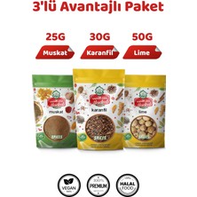 Aladeeb 3'lü Gurme Baharat Seti Kurutulmuş Limon (Lime) 50G Muskat 25G Tane Karanfil 30G