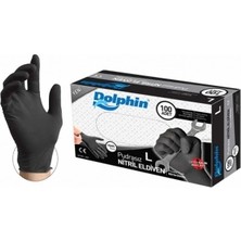Dolphin Kalın Pudrasız Siyah Nitril Eldiven Büyük (L) - 100 Adet