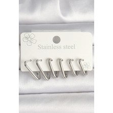 Shopwave 316L Çelik Gümüş Renk Üçgen Model Kadın Küpe Seti - TJ-BKP10349