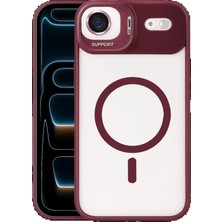 Apple iPhone 17 Air Remim Lensli Magsafe Standlı Kapak - Bordo STEPLYA-48387