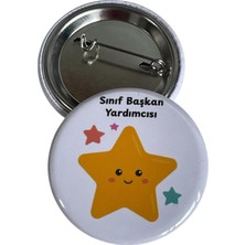 Öğrenci Sınıf Başkan Yardımcısı Metal Buton Rozet Broş-Çanta Rozeti-Yaka Iğnesi (44MM) 1 Adet