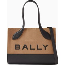 Bally Xs Bar Keep On Pamuk ve Deri Detaylı, Zarif ve Lüks Kompakt Tote Çanta