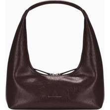 Marge Sherwood Koyu Kahverengi Hobo Omuz Çantası, Parlak Deri ve 1990’LAR Ilhamlı Minimalist Tasarım