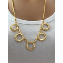 Elisi Takı Story Çeyrek Altınt Akmak Için Altın Kaplama Beş Çerçeveli Kolye Zirkon Taşlı 65 cm